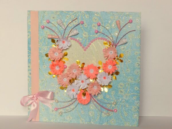 All Pink Flowers in Heart Greeting Card image