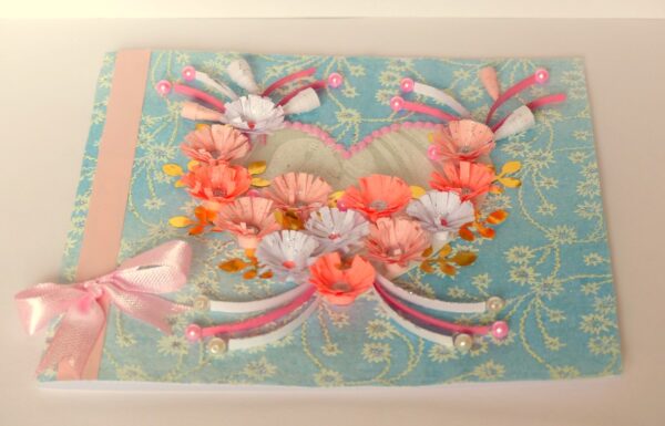 All Pink Flowers in Heart Greeting Card image