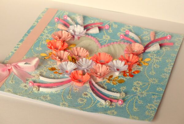 All Pink Flowers in Heart Greeting Card image
