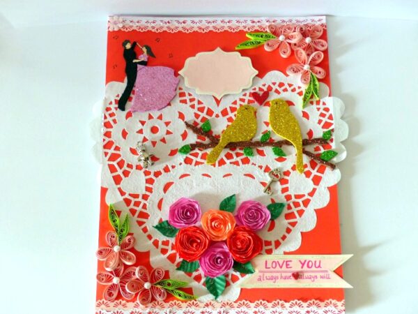Heart Doily Quilled Greeting Card image