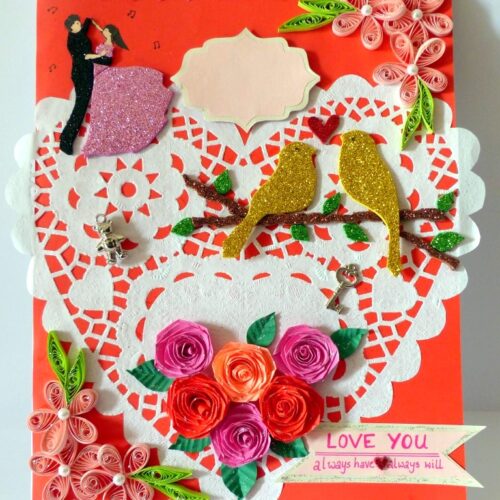 Heart Doily Quilled Greeting Card image