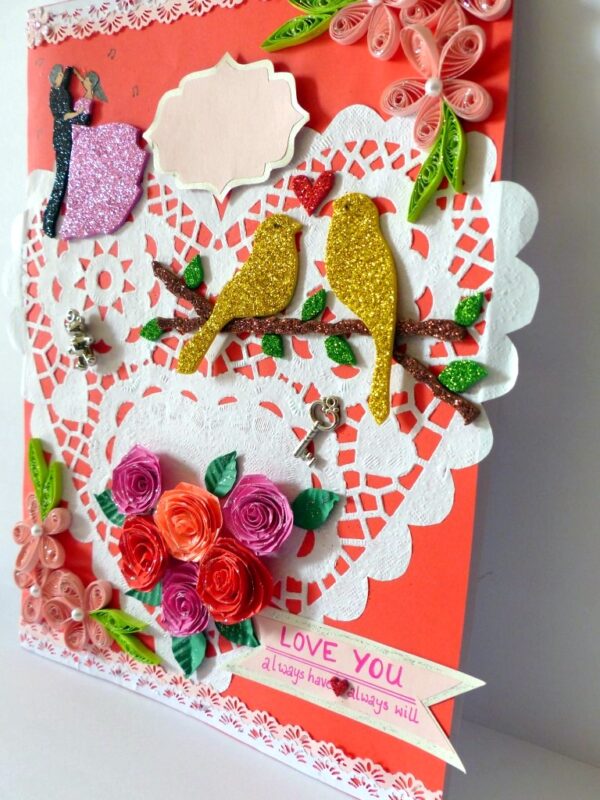 Heart Doily Quilled Greeting Card image