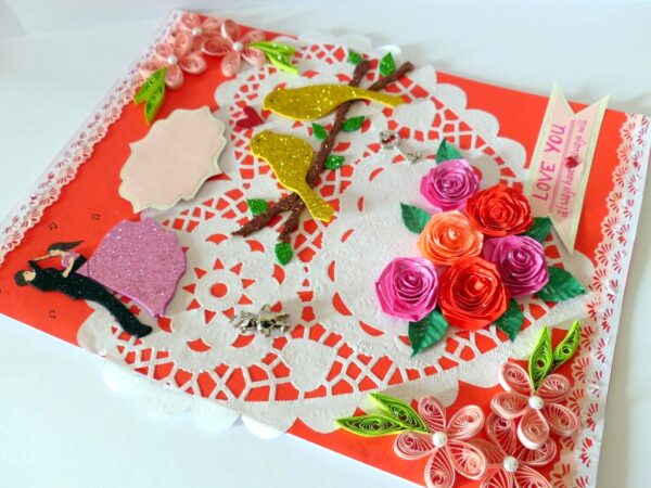 Heart Doily Quilled Greeting Card image