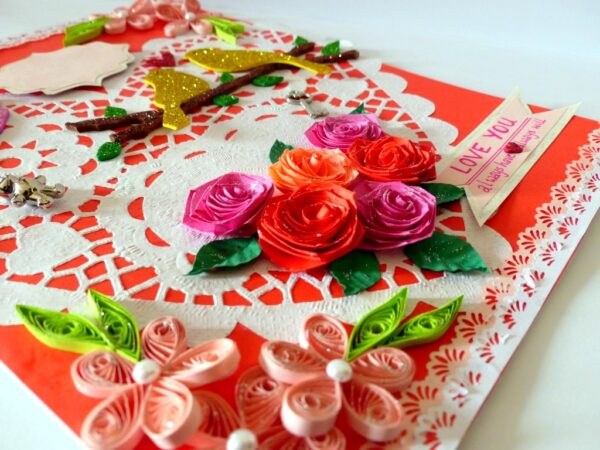 Heart Doily Quilled Greeting Card image