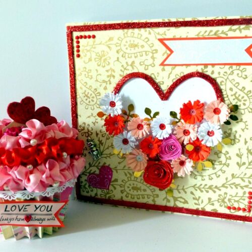 Valentine Combo Gift - Cute Cupcake and Greeting Card image