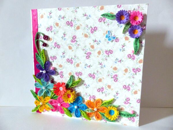 Colorful Flowers Border Greeting Card image