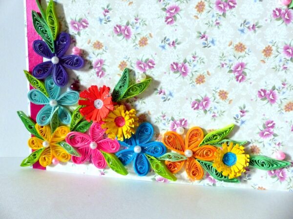 Colorful Flowers Border Greeting Card image