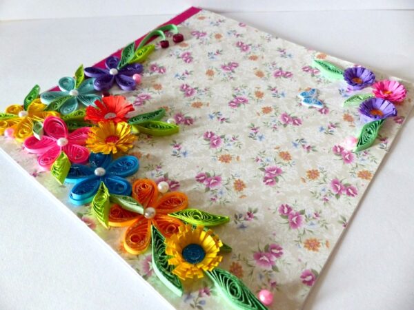 Colorful Flowers Border Greeting Card image