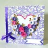 Purple Flowers and Roses In Heart Greeting Card image