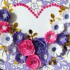 Purple Flowers and Roses In Heart Greeting Card image