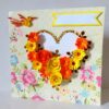 Yellow Flowers And Roses In Heart Greeting card image