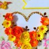 Yellow Flowers And Roses In Heart Greeting card image