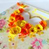 Yellow Flowers And Roses In Heart Greeting card image