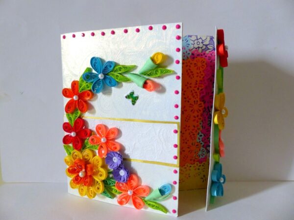 Multicolor Flowers Mini Scrapbook Greeting Card image