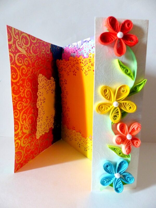 Multicolor Flowers Mini Scrapbook Greeting Card image