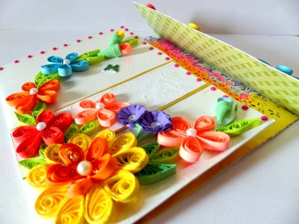 Multicolor Flowers Mini Scrapbook Greeting Card image