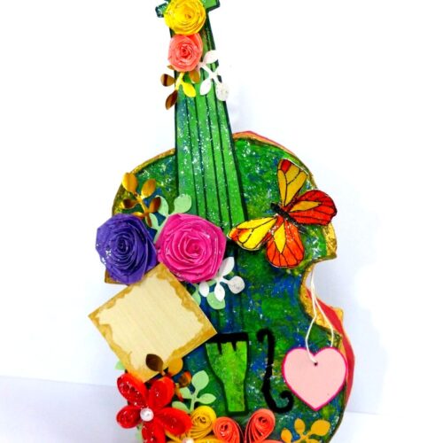 Beautiful Colorful Sparkling Paper Guitar image