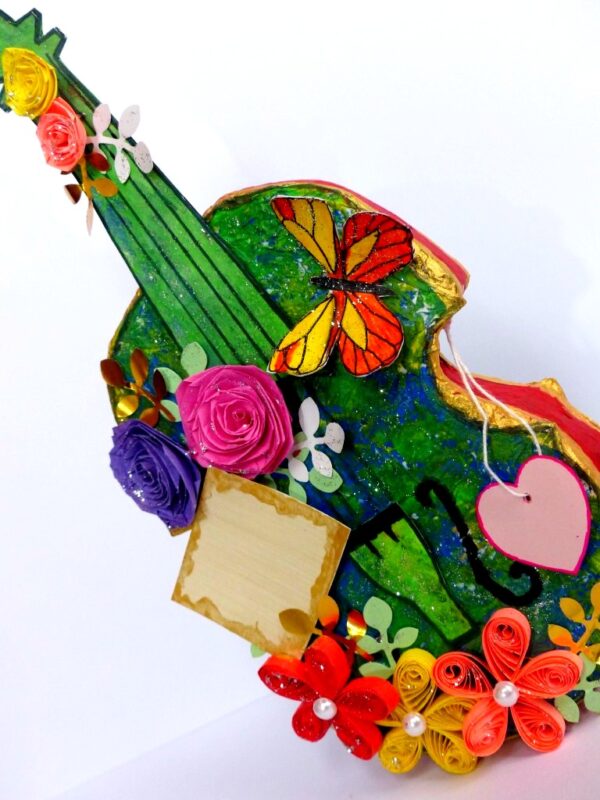Beautiful Colorful Sparkling Paper Guitar image Beautiful Colorful Sparkling Paper Guitar image