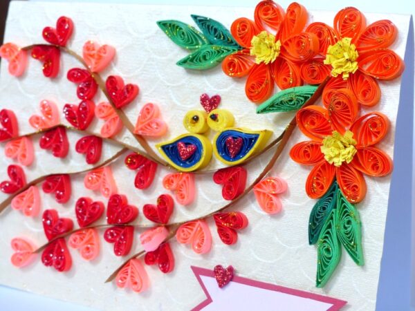 Love Tree Wid Love Birds Greeting Card image