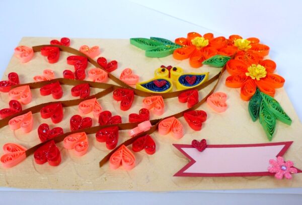 Love Tree Wid Love Birds Greeting Card image