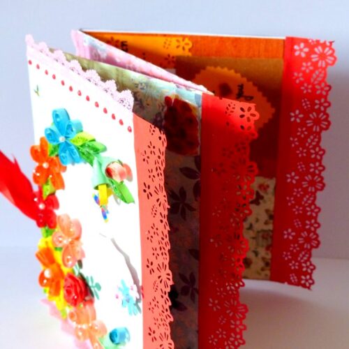 Multicolor Flowers Mini Scrapbook Greeting Card image