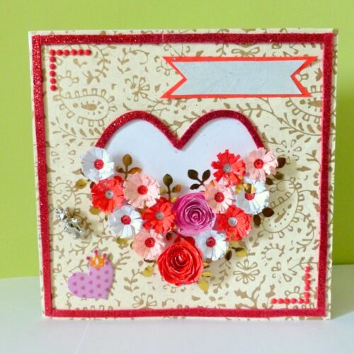Love Red Roses In Heart Greeting Card image