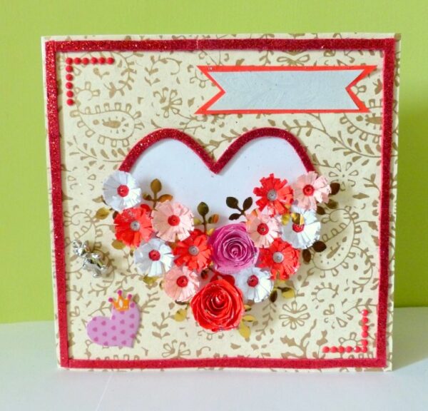 Love Red Roses In Heart Greeting Card image