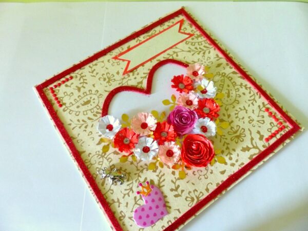 Love Red Roses In Heart Greeting Card image