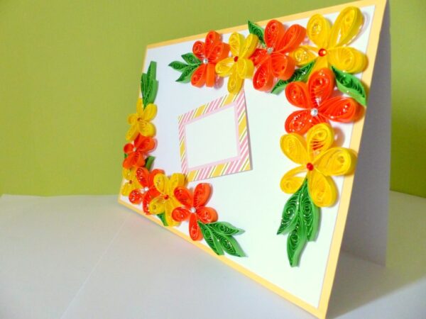 Yellow and Orange Quilled Corner Greeting Card image