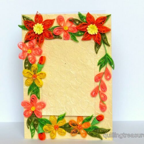 Quilled Corners With Variety Flowers Greeting Card image