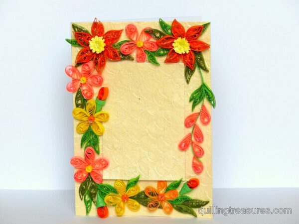 Quilled Corners With Variety Flowers Greeting Card image