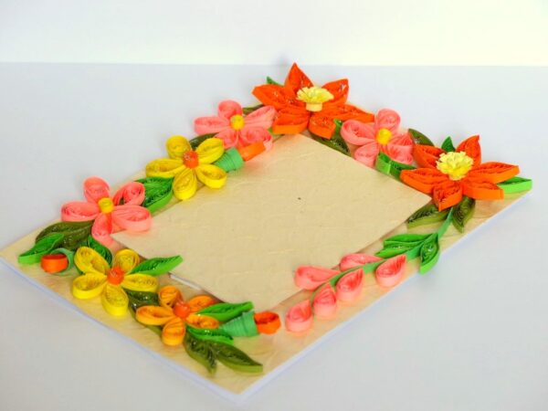 Quilled Corners With Variety Flowers Greeting Card image