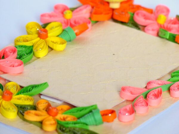 Quilled Corners With Variety Flowers Greeting Card image