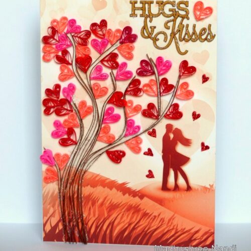 Hugs and Kisses Quilled Tree Greeting Card image