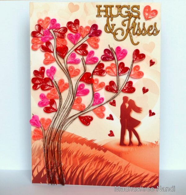 Hugs and Kisses Quilled Tree Greeting Card image