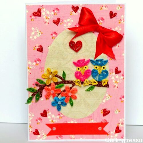 Quilled Love Birds Greeting Card image