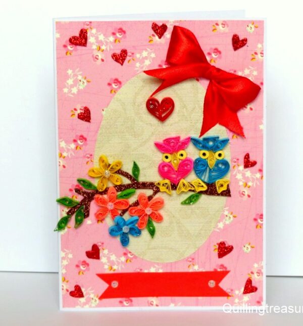 Quilled Love Birds Greeting Card image Quilled Love Birds Greeting Card image