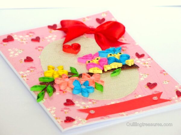 Quilled Love Birds Greeting Card image Quilled Love Birds Greeting Card image