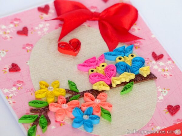 Quilled Love Birds Greeting Card image Quilled Love Birds Greeting Card image