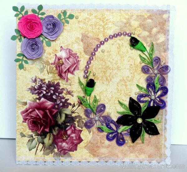 Beautiful Purple Themed Ancient Based Quilled Card image