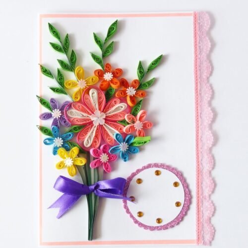 Mixed Quilled Flower Bouquet Greeting Card image