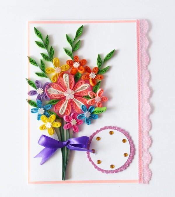 Mixed Quilled Flower Bouquet Greeting Card image Mixed Quilled Flower Bouquet Greeting Card image