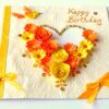 Yellow Themed Quilled Flowers in Heart Greeting Card image
