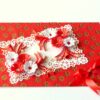 Red Themed Quilled White and Red Flowers Greeting Card image