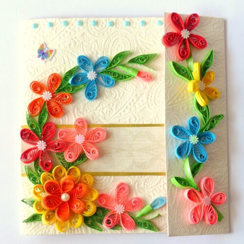 Multicolor Flowers Mini Scrapbook Greeting Card image