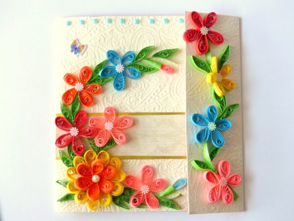Multicolor Flowers Mini Scrapbook Greeting Card image Multicolor Flowers Mini Scrapbook Greeting Card image