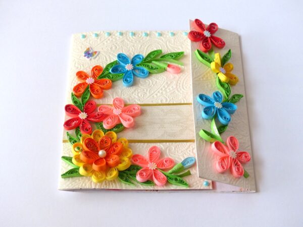 Multicolor Flowers Mini Scrapbook Greeting Card image Multicolor Flowers Mini Scrapbook Greeting Card image