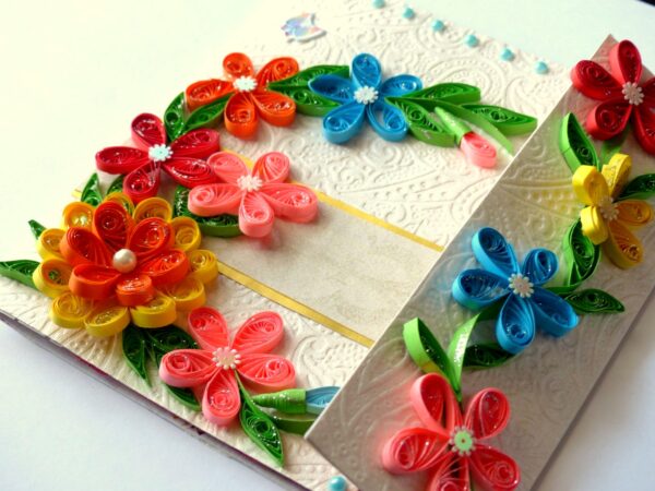 Multicolor Flowers Mini Scrapbook Greeting Card image Multicolor Flowers Mini Scrapbook Greeting Card image