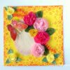Yellow Paper Lace Border With Pink Flowers Greeting Card image Yellow Paper Lace Border With Pink Flowers Greeting Card image