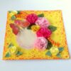 Yellow Paper Lace Border With Pink Flowers Greeting Card image Yellow Paper Lace Border With Pink Flowers Greeting Card image